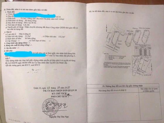 cần tiền nên bán gấp nhà hẻm xe hơi 4 lầu q10 giá 6ty3