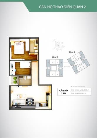 Bán chung cư bên Thảo Điền,view sông giá tốt,căn hộ 2PN