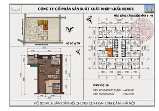  Bán căn hộ 1 phòng ngủ hh3a Linh Đàm 44m2 chênh 10 triệu