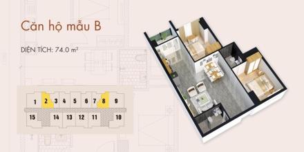 Bán căn số 8, S= 74m2 chung cư C37 Bộ công an
