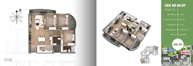 Bán chung cư Ngoại giao đoàn, tòa N01T8 130m view công viên