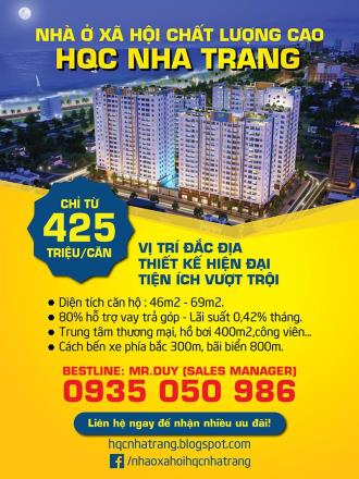 Chỉ 85 triệu nhận nhà xã hội " HQC Nha Trang " 425 triệu.